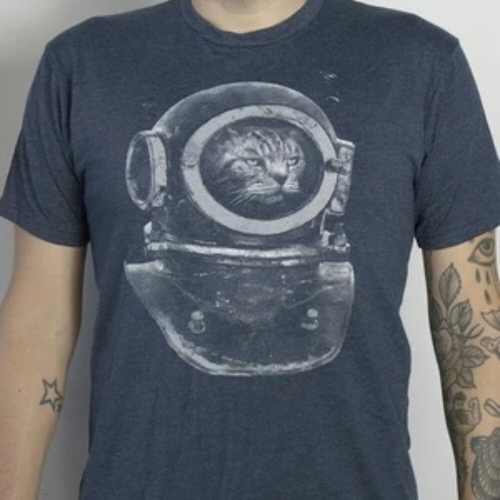 SM "OceanograFur" Cat Steampunk Deep Sea Diver T-Shirt Vintage Sci-Fi Modcloth